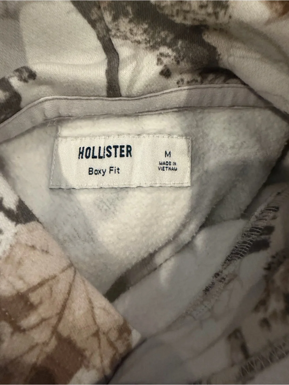 Hollister White and Brown Camo Boxy Hoodie- Medium - Picture 4 of 5